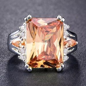 Sterling Silver Princess Cut Citrine Ring